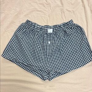 Women's Navy Black and White Gingham Shorts